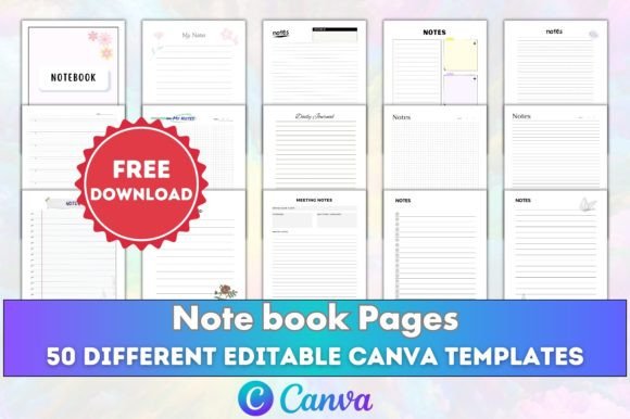 Download Editable Canva Note Book Pages KDP - Editable canva Collection