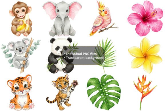Download Watercolor Animals and Tropical Clipart - Tropical clipart Collection