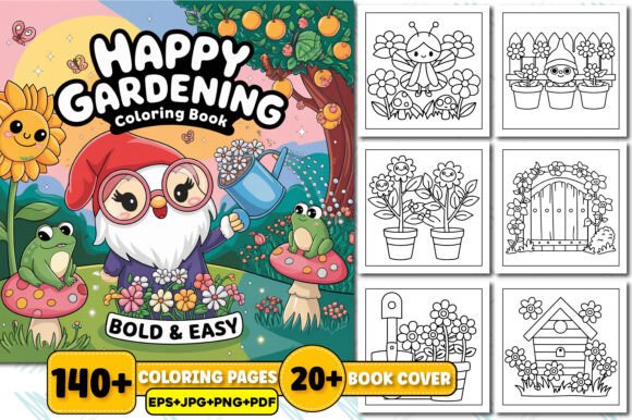 Download Happy Gardening Coloring Book Bold &amp;Easy - Premium Resources