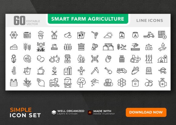 Download Smart Farm Agriculture Line Icon Set - Premium Bundle