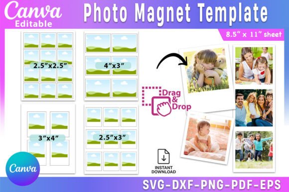 Download Photo Magnet Editable Canva Template, - Editable canva Collection